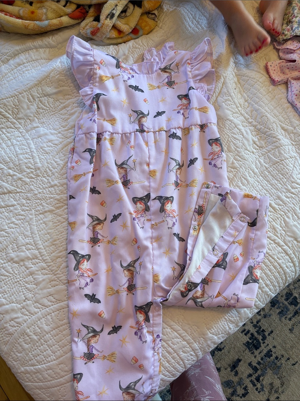 Kids Lavender Witch Halloween Costume Romper